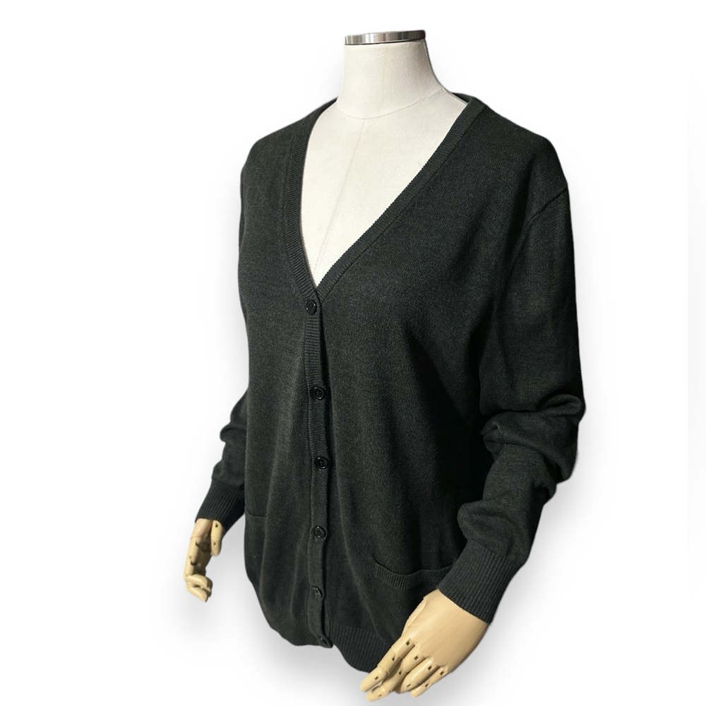 BOSE Grey Cotton Blend V Neck Grandpa Cardigan